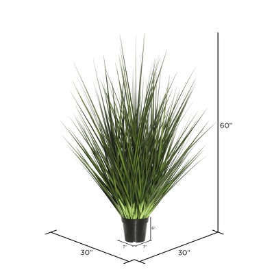 60" Tall Green Faux Grass in Black Plastic Pot