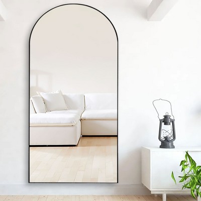 Dovelina Modern Wood Frame Arched Mirror Decorative Wall Mirror