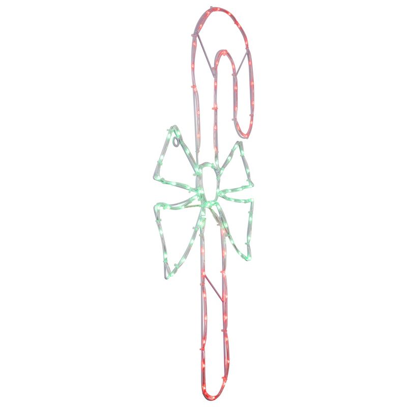 Northlight 28" Green and White LED Lighted Candy Cane with Bow Christmas Window Silhouette, 4 of 7