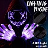 Joyfy Halloween Led Light Up Mask & Gloves for Halloween Cosplay Costume, 3 Modes Glow in The Dark Mask for Adult, Dress Up Party Accessories, Purple - 2 of 4
