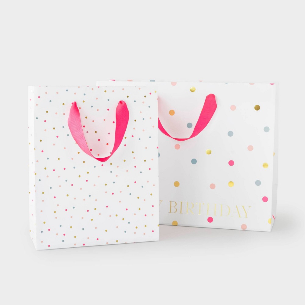 Photos - Other Souvenirs 2ct Polka Dot Birthday Gift Bag Set - Sugar Paper™ + Target
