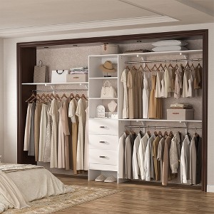 Aheaplus Closet System with 3 Drawers and 3 Hanging Rods, Freestanding Wardrobe with Shelves - 1 of 4
