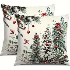 Lomsoe 2 Pack Watercolor style Christmas Forest Pillowcases, Good for Romantic AtmosphereHome Decor Pillow Cover Christmas Gift. - 1 of 4