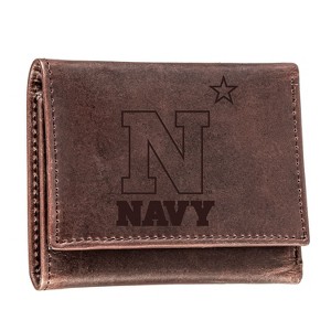 Evergreen NCAA Navy Midshipmen Brown Leather Trifold Wallet Officially Licensed with Gift Box - 1 of 1