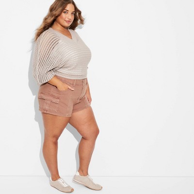 Women's Low-Rise Cargo Camp Denim Shorts - Wild Fable™