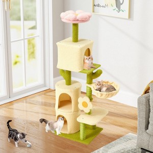 EROMMY 55'' Flower Cat Tree Tower, Cute Cat Tree For Indoor Small Medium Cats, Multi-level Cat Tower With Cat Scratching Post, Cat House, Cat Bed - 1 of 3
