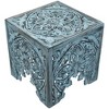 Northlight Set of 2 Antique Blue Square Stackable Nesting Side Table and Stool 16" - 4 of 4