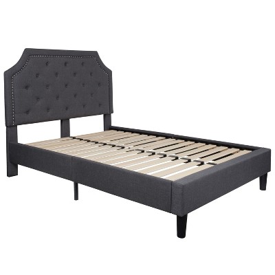 Merrick Lane Upholstered Full Size Platform Bed In Dark Gray Fabric ...