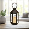 LumaBase Metal Lantern with Battery-Operated Candle - Black Hexagon - 2 of 4