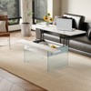 FONTOI Multifunctional Lift Top Coffee Tables with Marble Pattern&Glass Legs&Non-Slip Feet for Living Room Bedroom Office, White , 23.6"*16.3"*43.4" - 2 of 4
