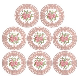 Unique Bargains Polyester Floral Pattern Vintage Lace Absorbent Coasters - 1 of 4