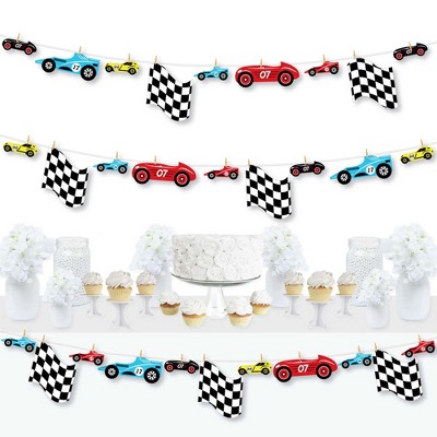 Big Dot of Happiness Let's Go Racing - Racecar - Race Car Birthday Party or Baby Shower DIY Decorations - Clothespin Garland Banner - 44 Pieces