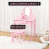 Kids Vanity Set with Mirror and Stool Wooden Makeup Table for Girls Ages 4 to 9 Kids Vanities Dress Up Playset for Bedroom and Playroom Furniture - 4 of 4
