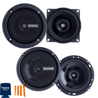 Memphis Audio 1 Pair PRX4 4" Coaxial and 1 Pair PRX602 6.5" Coaxial Power Reference Series Speakers