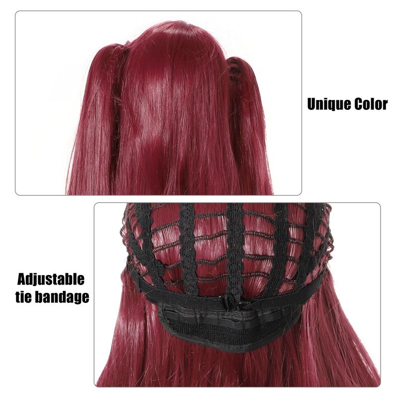 Unique Bargains Women's Wigs 33" Pink with Wig Cap Long Hair, 5 of 7