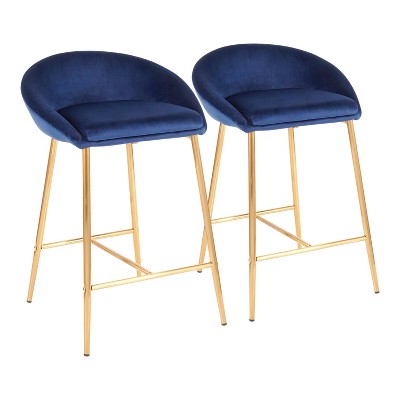 Set of 2 26" Matisse Glam Counter Height Barstool Blue - LumiSource