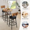 Zevemomo 3 Pieces Round Bar Table Set, Small Dining Table for 2, with Storage, 2 Thickened Cushion Stools with Backrest for Dining Room, Bistro-Brown - 4 of 4