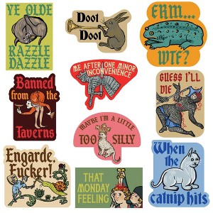 Medieval Sticker Extra Large Stickers for Adults Funny Adhesives with Memes - Crazy Dog  For Retro Fans - 1 of 4