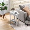 Tangkula 2-Tier End Table Irregular Narrow Sofa Side Nightstand w/ Storage Shelf - 2 of 4