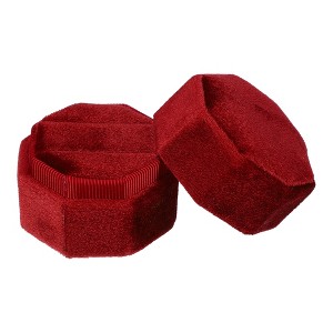 Unique Bargains Octagon Velvet Ring Box 2 Slots for Wedding Ceremony Proposal Engagement Birthday 1 Pc - 1 of 4