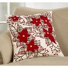 Saro Lifestyle Plaid Poinsettia Pillow - Down Filled, 20" Square, Red - 3 of 3