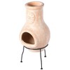 Vintiquewise Beige Outdoor Clay Chimney Outdoor Fireplace Sun Design Charcoal Burning Fire Pit with Sturdy Metal Stand, Barbecue,  Family Gathering - 4 of 4