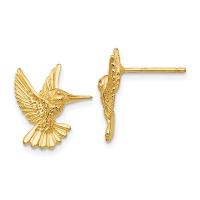 Black Bow Jewelry 14mm Polished Hummingbird Post Earrings in 14k Yellow Gold