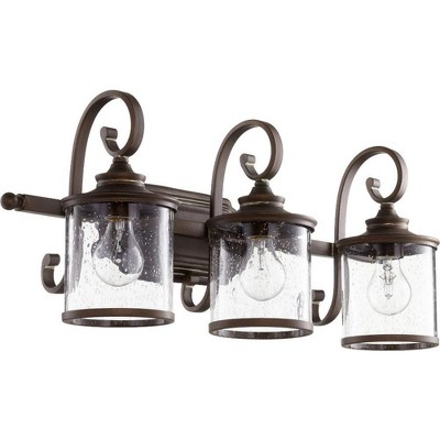 Quorum Lighting San Miguel Vintage Copper 3-Light Incandescent Damp Rated Ceiling Fan