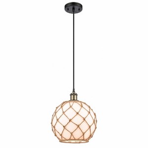 Farmhouse Rope - 1 Light Cord Hung Mini Pendant In Industrial Style-13 Inches Tall and 10 Inches Wide - 1 of 1