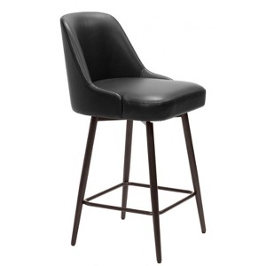 Counter Stool – 38.2" H With Black Faux Leather Seat & Bronze Powder Coated Steel Frame By Zuo Modern - 1 of 4