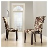Set of 2 Quinby Parson Dining Chair Wood Brown Cowhide - Inspire Q: Rubberwood Frame, High Back, Faux Leather - 3 of 4