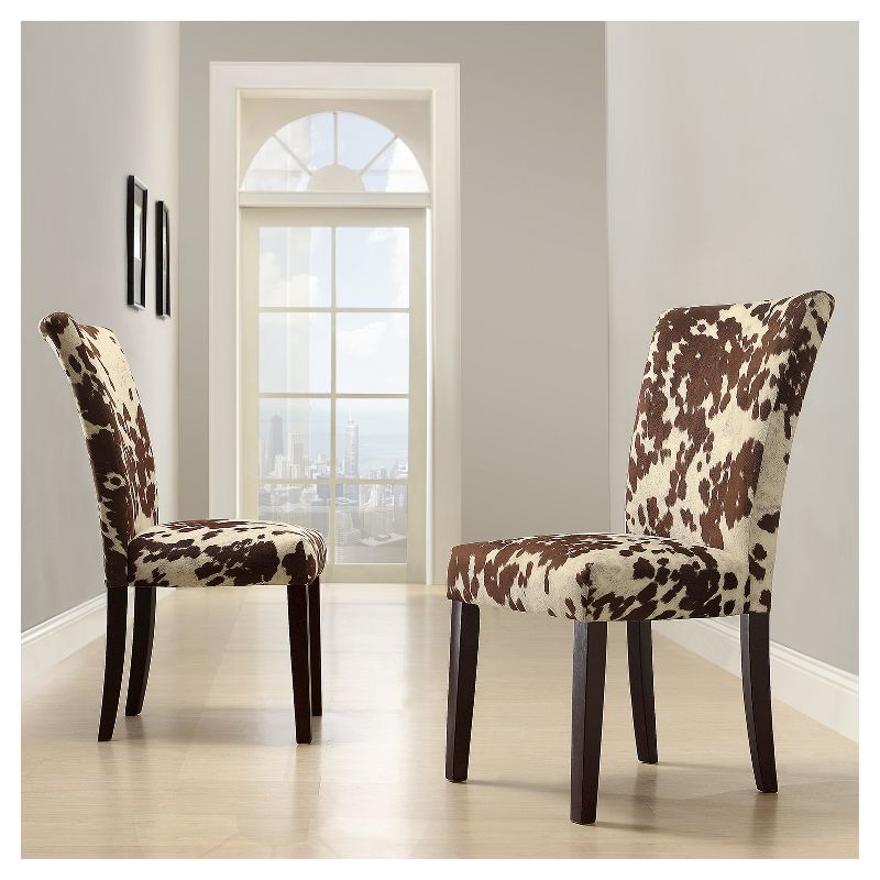 Set of 2 Quinby Parson Dining Chair Wood Brown Cowhide - Inspire Q, 4 of 11