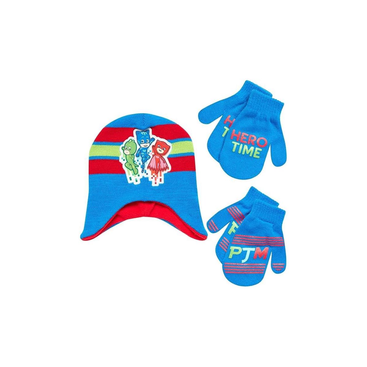 PJ Masks Boys Winter Beanie Hat and 2 Pair of Gloves or Mittens Set, Kids Ages 2-7 - thumbnail 6