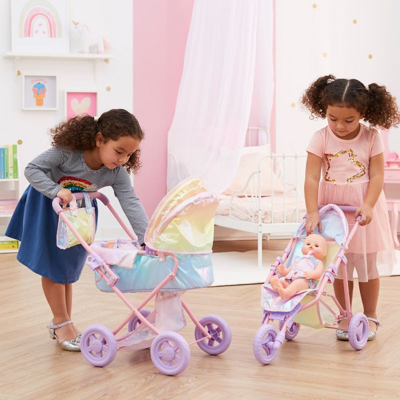 Olivia's Little World Baby Doll Stroller Buggy Pram Iridescent Color OL-00017, 5 of 14