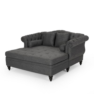 Wellston Contemporary Tufted Double Chaise Lounge with Accent Pillows - Christopher Knight Home