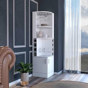 CAVINAS Tall Corner Bar Cabinet,Freestanding Bar Cabinet with 8 Bottle Racks,Drawer,Side Doors,Corner Storage for Living Room,Dining Room - 1 of 4