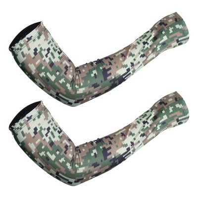 Unique Bargains Basketball Sports Camouflage Cooling Arm Elbow Compression Sleeve Green Brown Blue 1 Pair