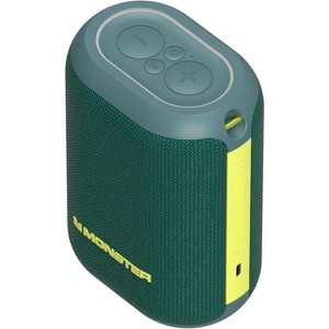 Monster DNA One Portable Bluetooth Speaker, 360° Bass Sound, 10W Qi Wireless Charging Pad, IP67 Waterproof, Indoor/Outdoor Use, Dark Green/Volt - 1 of 4