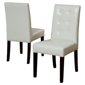 Roland Ivory Leather Dining Chairs - Ivory (Set of 2) - Christopher Knight Home