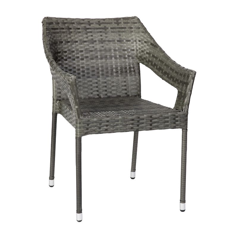 Flash Furniture Ethan Commercial Grade Stacking Patio Chair, All Weather PE Rattan Wicker Patio Dining Chair, 1 of 12