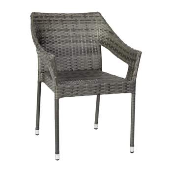 Flash Furniture Ethan Set of 4 Commercial Grade Stacking Patio Chairs, All Weather PE Rattan Wicker Patio Dining Chairs