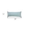 HomeRoots 14" X 36" Light Blue Cotton Lumbar Throw Pillow With Fringe - 3 of 4