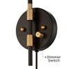 Barnes and Ivy Vega Modern Wall Lamp Bronze Brass Plug-in Light 16" Light Fixture Swing Arm Adjustable Natural Rattan Dome Shade for Bedroom Reading - 4 of 4