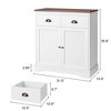 Farmhouse White Buffet Cabinet with Storage, Kitchen Sideboard with 2 Doors and 2 Drawers - 2 of 4