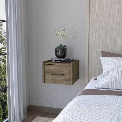 NicBex 13.2 inch Floating Nightstand with Drawer,Wall-Mounted Side Table with Sleek Handle,Bedside Table for Bedroom,Living Room
