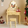 KTMBDW Kids Vanity Table and Chair Set, Girls Vanity Set with Stool and Mirror, Makeup Dressing Princess Table with 3 Drawer for Little Girls - 2 of 4
