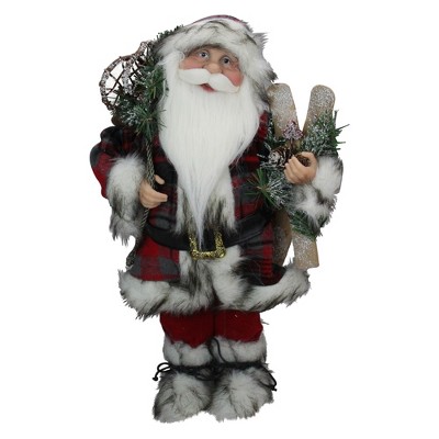 Northlight Alpine Chic Standing Santa Claus With Snowshoes And Skis ...