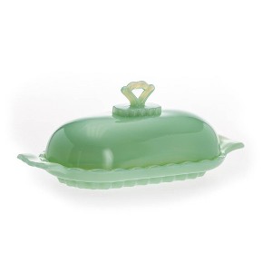 Mosser Glass Covered Butter Dish, 2 Piece Antique Vintage Style Opaque Glass Butter Keeper Plate - 1 of 1