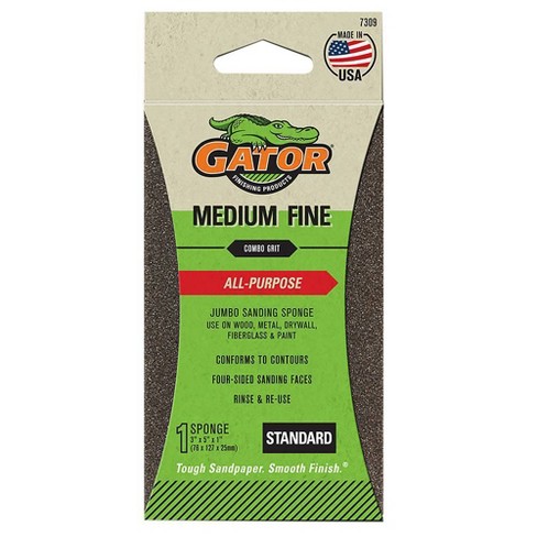 Rust-Oleum Gator Sanding Sponge Med/Fine Grit: Sandpaper Block for Paint, Wood, Metal, Fiberglass, Drywall - image 1 of 4