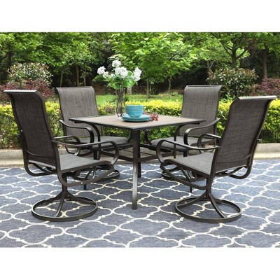 5pc Patio Set with 37" Square Umbrella Table & 4 Swivel Chairs - Captiva Designs